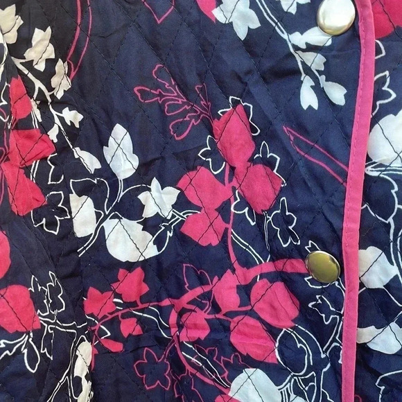 Kim Rodgers large petite pink and navy blue quilted jacket - Picture 4 of 4